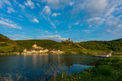 Panoramic view of metternich castle on the moselle, germany.