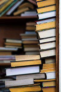 Stack of books on table