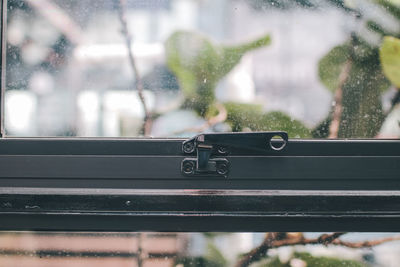 Close-up of wet window during rainy season