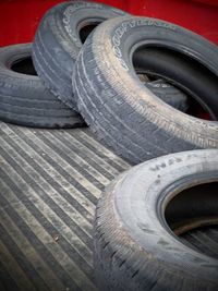 Close-up of tire in car