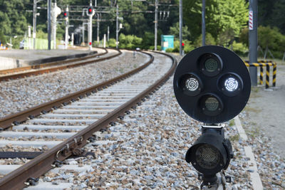 Close-up of railroad track