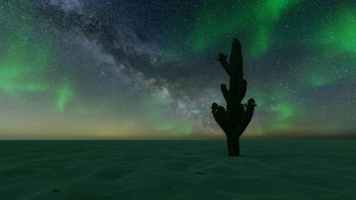 Scenic view of sea against sky at night