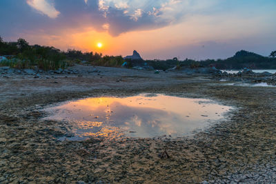 Scenic view of sunset over sea