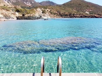 Scenic view of sea against blue sky