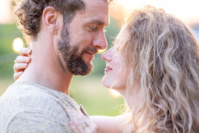 Side view of couple kissing