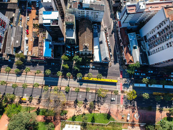 High angle view of buildings in city