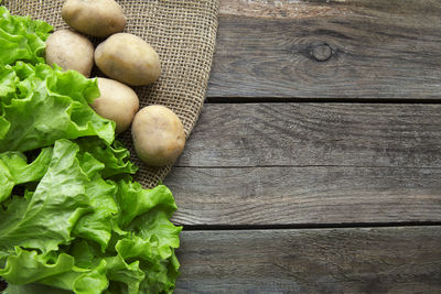 High angle view of chopped vegetables on table