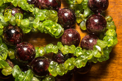 High angle view of grapes on table