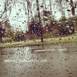 Close-up of water drops on glass