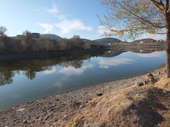 Scenic view of lake against sky