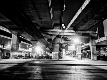 View of road in city at night