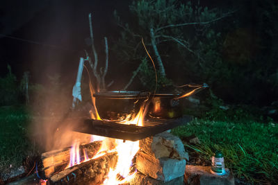 Close-up of bonfire at night