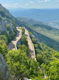 High angle view of river amidst landscape