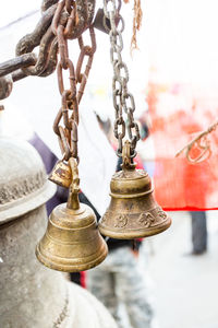 Close-up of chain hanging outdoors