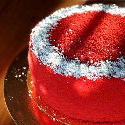 Close-up of strawberry cake