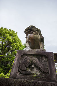 Low angle view of statue against clear sky