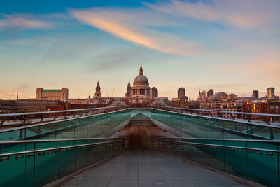 View of building against sky at sunset