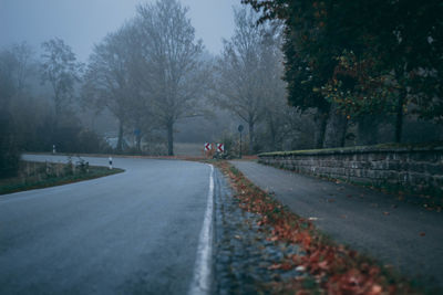 Road amidst trees during autumn