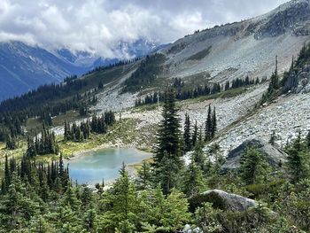 Scenic view of mountains against sky