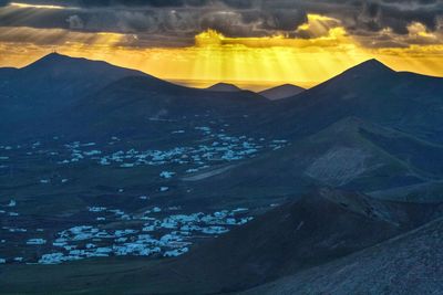 Scenic view of landscape against sky at sunset