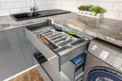 High angle view of kitchen at home