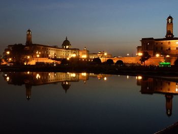 Illuminated buildings at night