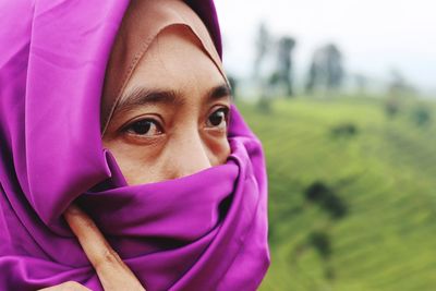 Portrait of young woman wearing hijab