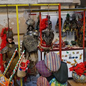 Man hanging for sale at market stall