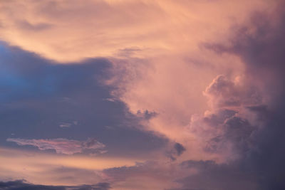 Low angle view of clouds in sky during sunset