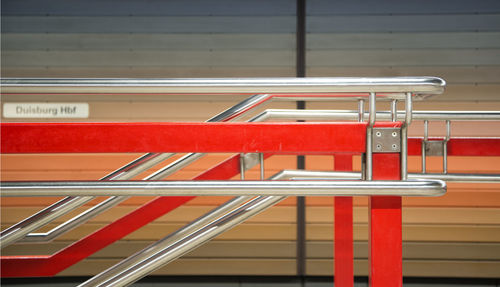 View of red staircase in building