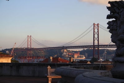 Suspension bridge over river
