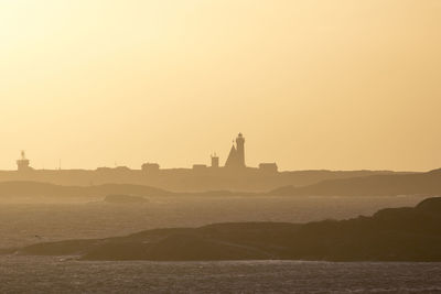 View of mosque at sunset