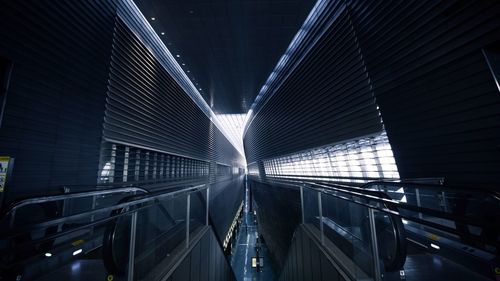 Low angle view of illuminated building at night