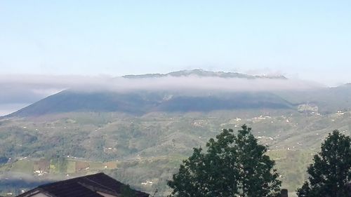 High angle view of mountains against sky