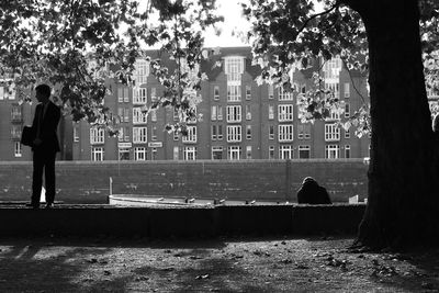 People in front of building