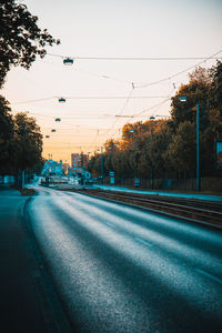 View of street at sunset