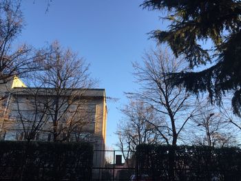 Low angle view of building against blue sky