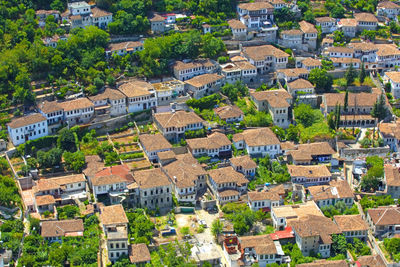 Roofs of old houses from above as background