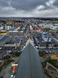 High angle view of cityscape against sky
