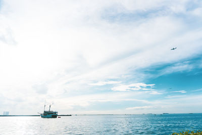 Landscape of a boat under blue sky