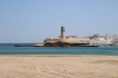 Scenic view of sea against clear sky