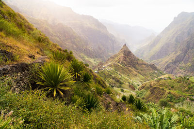 Scenic view of mountains against sky