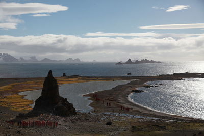 Scenic view of sea against cloudy sky