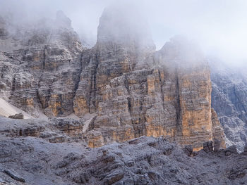 Eroded rock formations in the dolomites