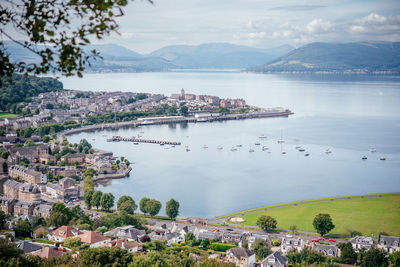 A view of gourock and gourock bay on the firth of clyde, seen from the viewpoint on lyle hill