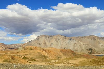 View of desert against cloudy sky