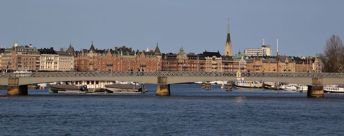 View of river with buildings in background