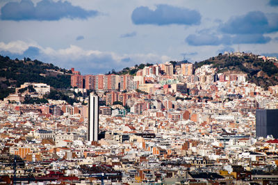 High angle view of townscape against sky