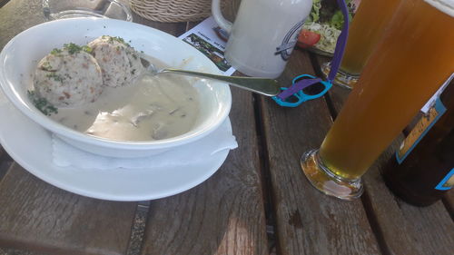 High angle view of food on table