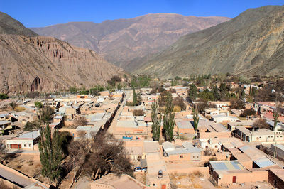 High angle view of buildings in town